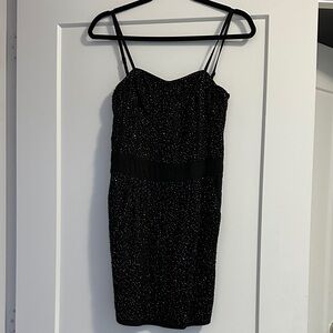 Bershka Black Mini Dress with White Dots